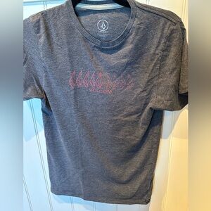 VOLCOM Boys Size Large Youth Grey & Red Short Sleeve Tee Shirt